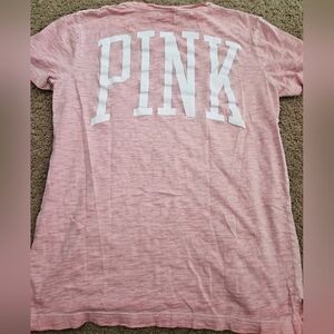 PINK Victoria's Secret Burnout Oversized Vintage Spellout Pocket Tee